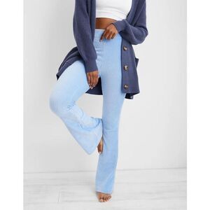 Aerie Groove-On Velour High Waisted Flare Pants size M Blue Lion
